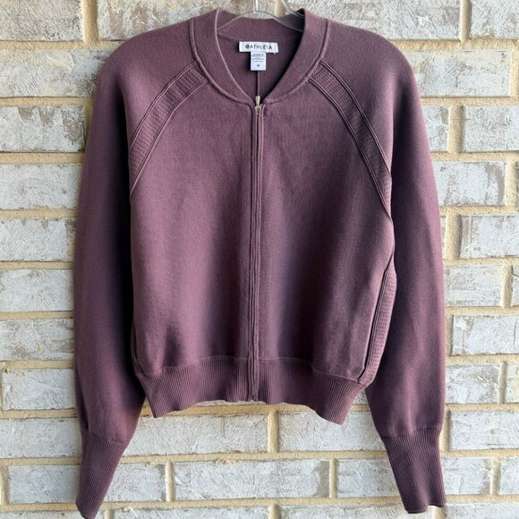 Athleta Sweaters - Athleta Long Sleeve Zip Up Round Neck Cardigan Sweater Mauve Pink Women's Size M